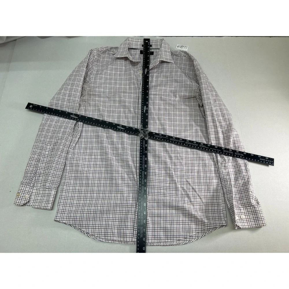 Banana Republic check dress shirt Men's size Large white‎ long-sleeve